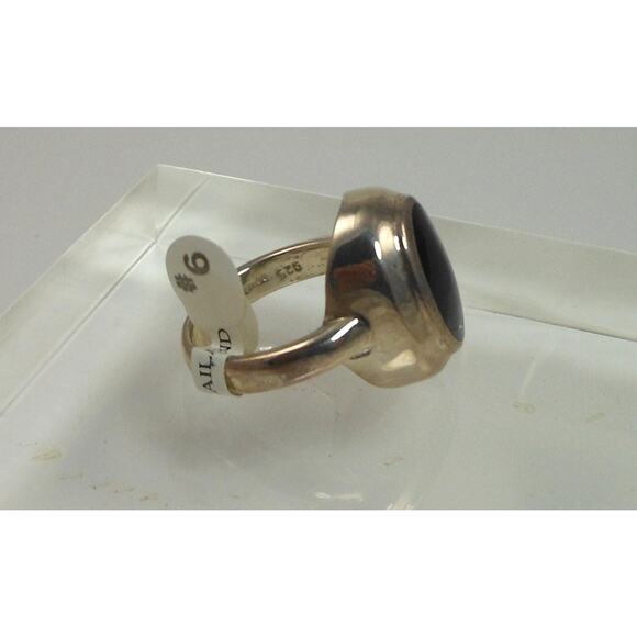 Elegant Vintage Sterling Silver Black Onyx Ring Size 6 925 Thailand NOS 6.5g - Picture 3 of 8